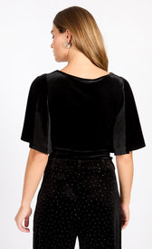 Black Velvet Draped BodysuitBodysuitsBodysuitLittle Mistress