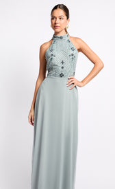 Grey Embellished High Neck Maxi DressDressesOccasion DressesLittle Mistress