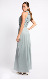 Grey Embellished High Neck Maxi DressDressesOccasion DressesLittle Mistress