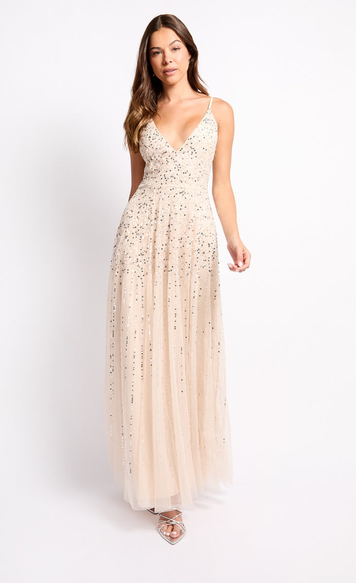 Beaded Embroidery Little Mistress Beaded Top Maxi Dress Self-portrait  Rhinestone Mesh Maxi Dress Plush