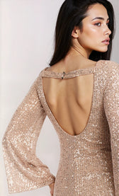 Champagne Sequin Backless Mini Dress by Chloe LewisDressesMini DressLittle Mistress