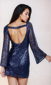 Navy Sequin Backless Mini Dress by Chloe LewisDressesMini DressLittle Mistress