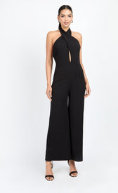Black Bow Back Halter Jumpsuit by Chloe LewisOne-PiecesJumpsuitsLittle Mistress