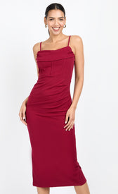 Cherry Red Corset Detail Midi Dress by Chloe LewisDressesDressesLittle Mistress