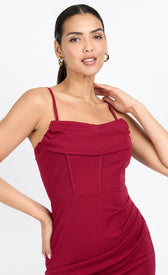 Cherry Red Corset Detail Midi Dress by Chloe LewisDressesDressesLittle Mistress