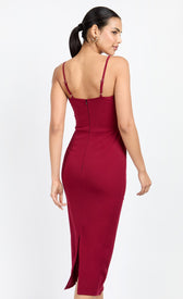 Cherry Red Corset Detail Midi Dress by Chloe LewisDressesDressesLittle Mistress
