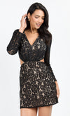 Black Lace Cut-Out Mini Dress by Chloe Lewis