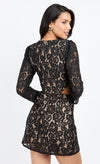 Black Lace Cut-Out Mini Dress by Chloe Lewis