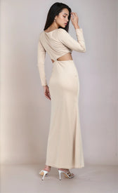 Mink Slinky Embellished Maxi Dress by Chloe LewisDressesMaxi DressLittle Mistress