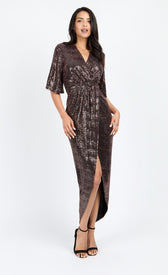 Black Foil Mock Wrap Maxi Dress by Chloe LewisDressesDressesLittle Mistress