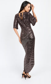 Black Foil Mock Wrap Maxi Dress by Chloe LewisDressesDressesLittle Mistress