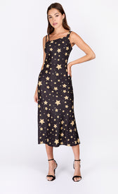 iSKA Star Print Satin Asymmetric Midaxi DressDressesDressesLittle Mistress