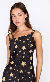 iSKA Star Print Satin Asymmetric Midaxi DressDressesDressesLittle Mistress