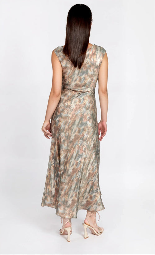 Sage Blur Print Maxi Dress