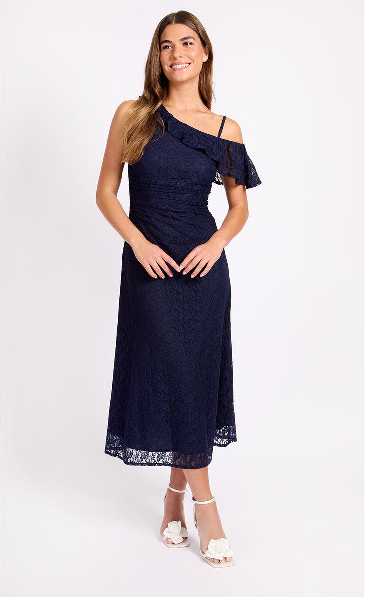 little mistress navy embellished maxi dress Navy Asymmetric Embellished Maxi Dress