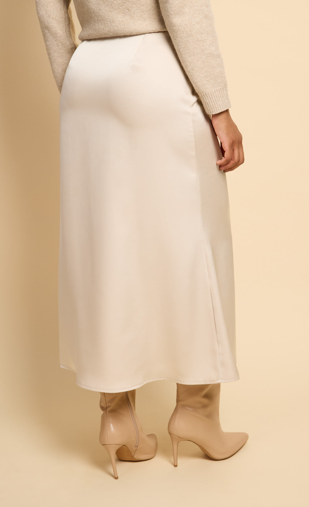 Floriane Champagne Gathered Detail Satin Midaxi Skirt