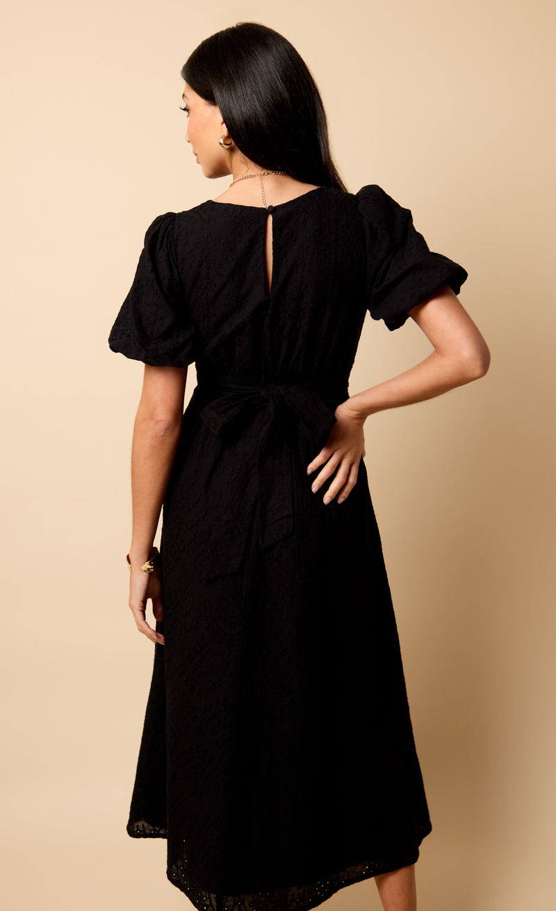 Black Broderie Midi Dress by Vicky Pattison