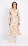 Leaf Print Midaxi Dress