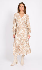 Leaf Print Midaxi Dress
