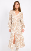 Leaf Print Midaxi Dress