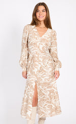 Leaf Print Midaxi Dress