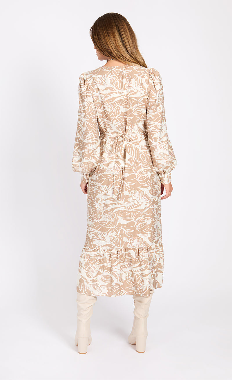 Leaf Print Midaxi Dress