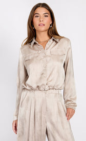 Oyster Satin Jacket by Chloe LewisCoats & JacketsJacketsLittle Mistress