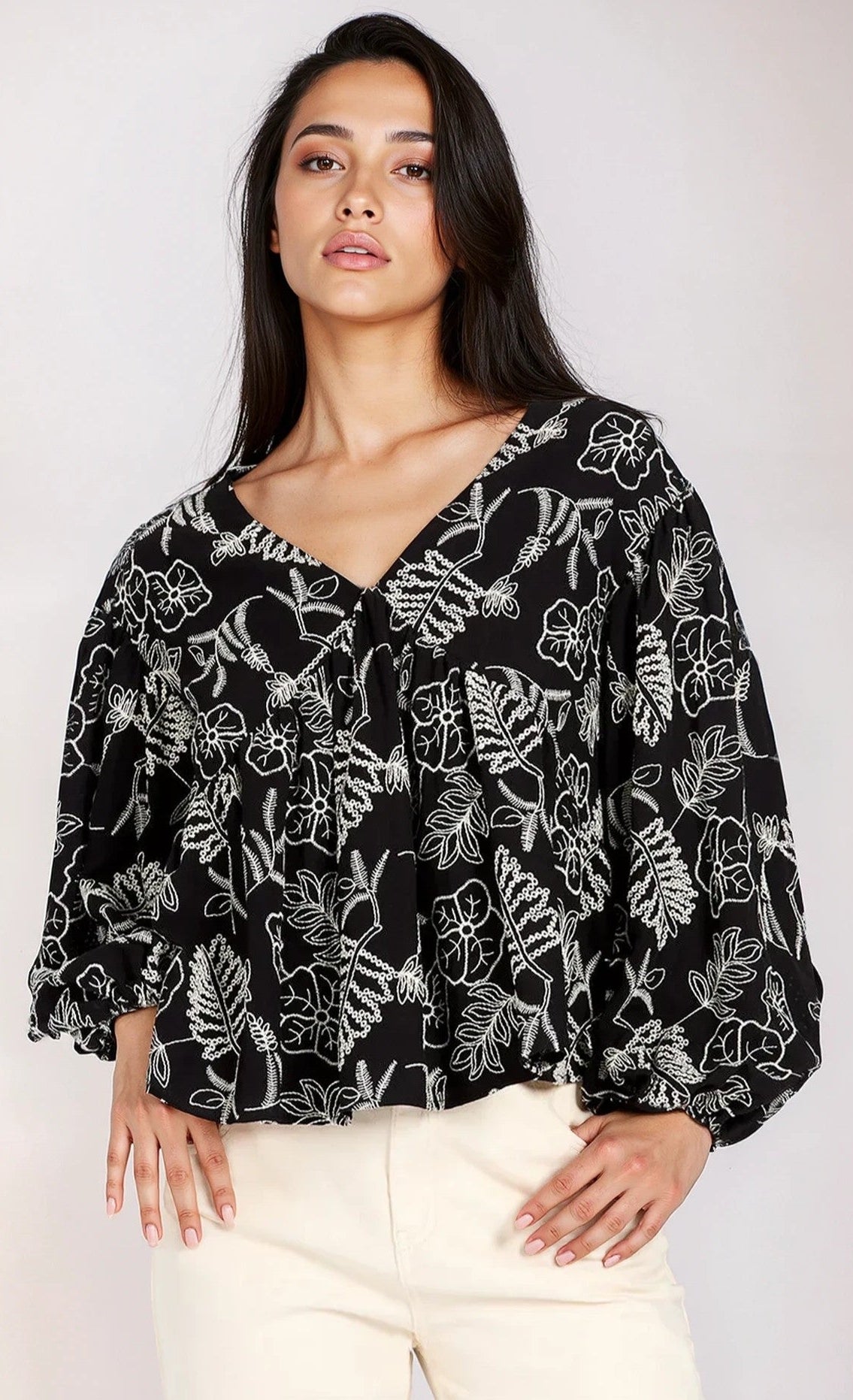 Black Embroidered  Top