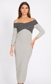 Monochrome Striped Textured Midaxi DressDressesDressesLittle Mistress