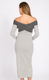 Monochrome Striped Textured Midaxi DressDressesDressesLittle Mistress