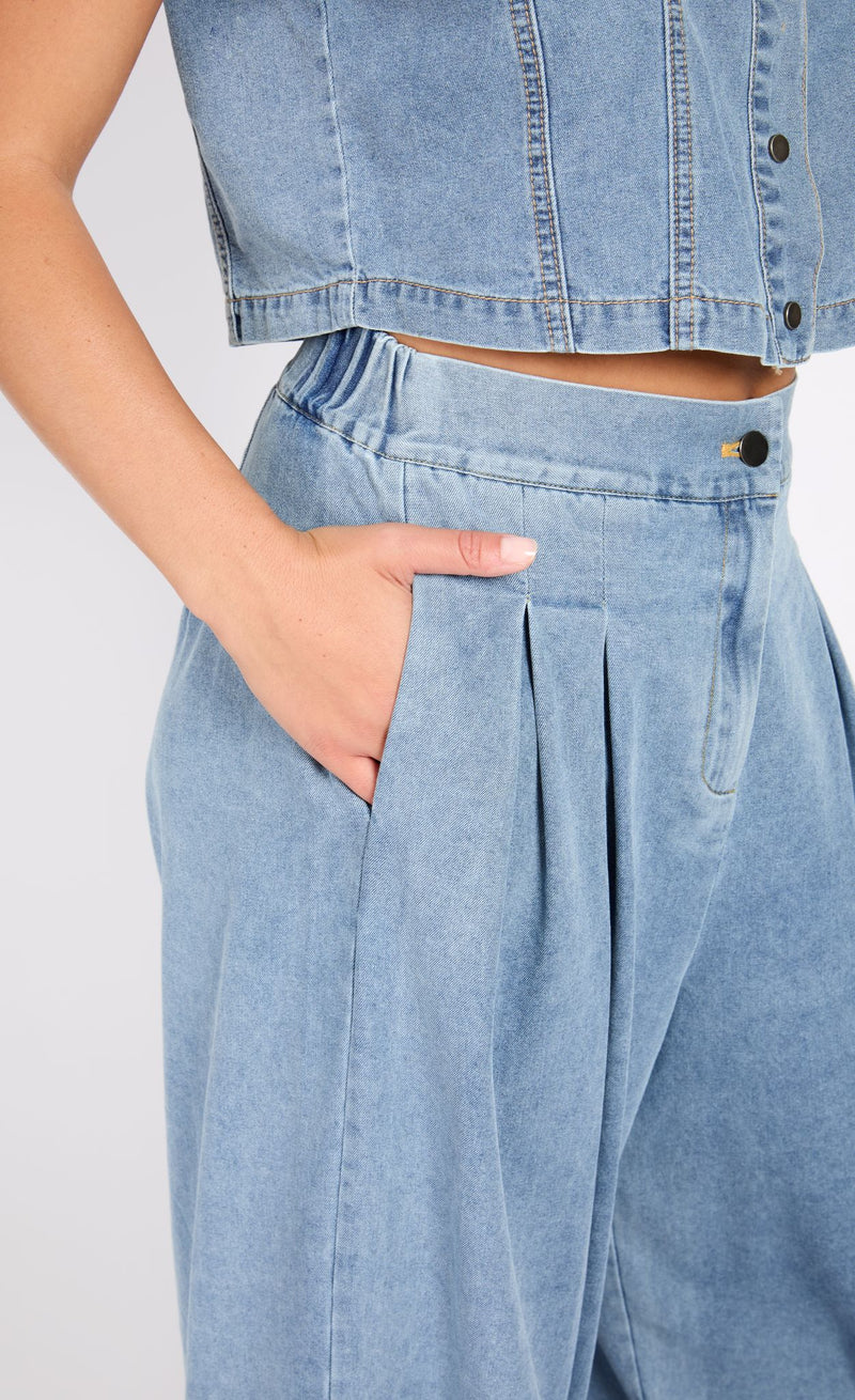 Blue Wide Leg Jeans