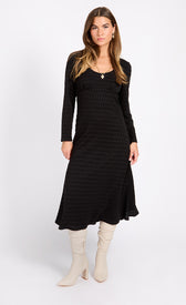 Black Waffle Texture Midaxi DressDressesDressesLittle Mistress