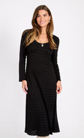 Black Waffle Texture Midaxi DressDressesDressesLittle Mistress