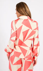 Coral Geo Print Satin ShirtShirtsShirtLittle Mistress