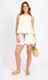 Cream Linen Scallope Shorts