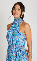 Blue Print Chiffon Maxi Dress