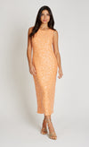 Orange Sequin Waffle Midaxi Dress