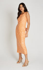 Lysia Orange Sequin Waffle Midaxi DressDressesDressesLittle Mistress