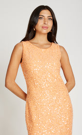 Lysia Orange Sequin Waffle Midaxi DressDressesDressesLittle Mistress