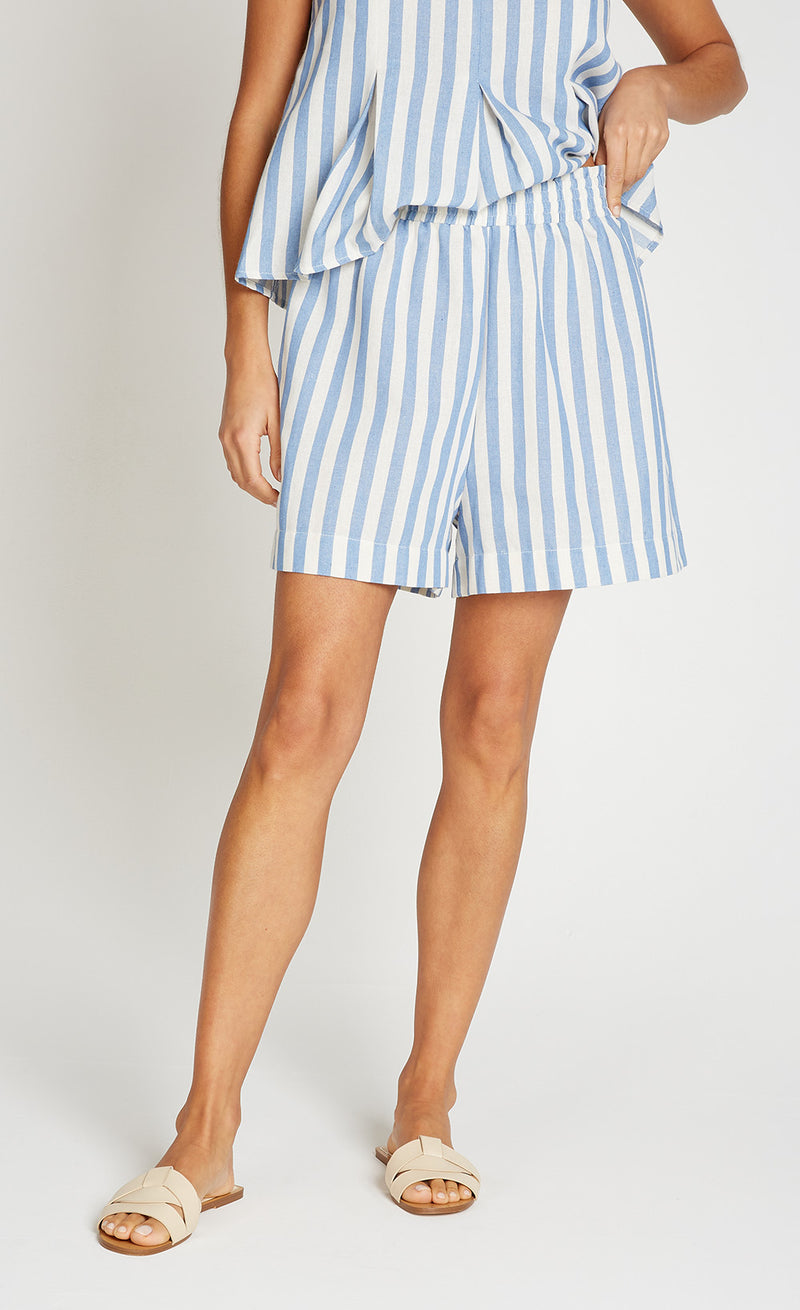Leslie Striped Shorts-Blue