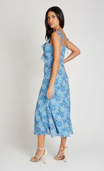 Blue Print Chiffon Midaxi Dress