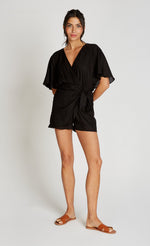 Black Playsuit With Linen