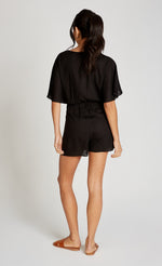 Black Playsuit With Linen
