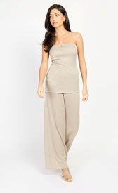 Taupe Knitted Bandeau Top by Chloe LewisClothing TopsKnitted Bandeau TopLittle Mistress