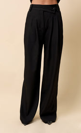 Noelle Black Trousers featuring a high waist and wide leg for a polished, flattering look.