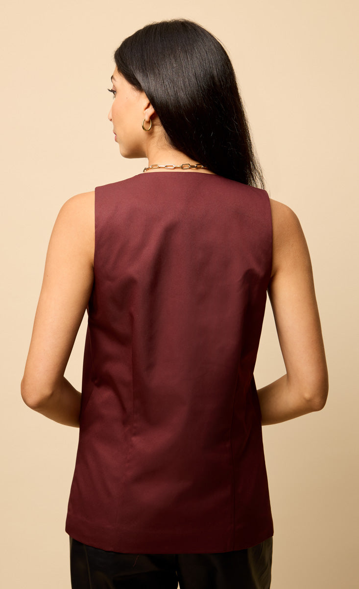 Odette Cherry Accent Button Waistcoat