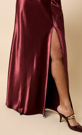Marisol Cherry Satin Maxi SkirtSkirtsSlip SkirtLittle Mistress