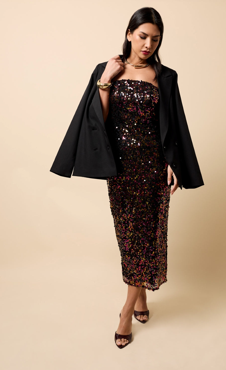 Meliora Multi Sequin Bandeau Midaxi Dress