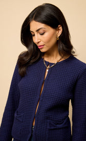 Celeste Navy Knitted Bow Pocket Detail CardiganCardigansBow Pocket Detail CardiganLittle Mistress
