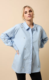 Bronte Blue Embellished ShirtShirtsEmbellished ShirtLittle Mistress